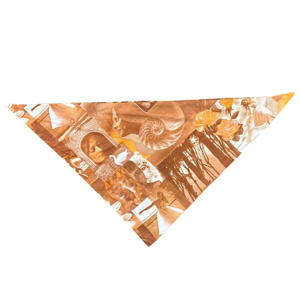 Vintage Art-Inspired Brown & Orange Triangle Scarf